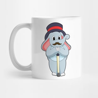 Elephant as Gentleman with Hat & Walking stick Mug